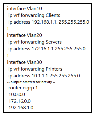 Refer to the exhibit. An engineer attempts to configure a router on a stick to route packets between Clients, Servers, and Printers; however, initial tests show that this configuration is not working. Which command set resolves this issue?
