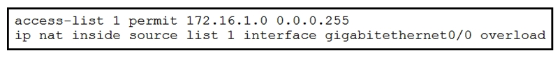 Refer to the exhibit. The inside and outside interfaces in the NAT configuration of this device have been correctly identified. What is the effect of this configuration?