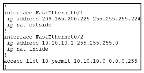 Refer to the exhibit. Which command allows hosts that are connected to FastEthernet0/2 to access the Internet?