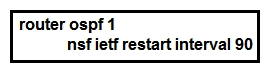 <strong> Refer to the exhibit. Which purpose of implementing NSF with this configuration is true?</strong> A) The router uses NSF to handle RP switchover while allowing neighbor relationships to remain up. B) The router uses NSF to reduce neighbor-relationship downtime during RP switchover. C) The router uses NSF to load balance traffic on a routed EtherChannel. D) The router uses NSF to load balance traffic between two links, with the primary link alternating every 90 seconds.