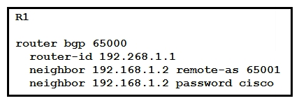 Refer to the exhibit Router R1 and its peer R2 reside on the same subnet in the network. If an engineer implements this configuration to R1, how does it make connections to R2?