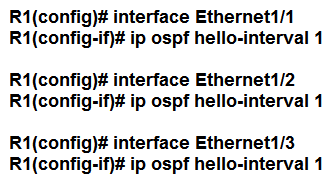 <strong> Refer to the exhibit. An engineer is configuring router R1 for OSPFv3 as shown. Which additional configuration must be performed so that the three active interfaces on the router will advertise routes and participate in OSPF IPv6 processes?</strong> A) B) C) D)