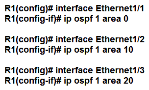<strong> Refer to the exhibit. An engineer is configuring router R1 for OSPFv3 as shown. Which additional configuration must be performed so that the three active interfaces on the router will advertise routes and participate in OSPF IPv6 processes?</strong> A) B) C) D)