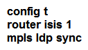 <strong> Refer to the exhibit. An engineer must configure router R2 as the new P router in the network. Which configuration must be applied to R2 to enable LDP-IGP Sync on its L2 IS-IS adjacencies?</strong> A) B) C) D)