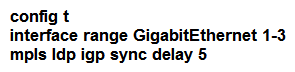 <strong> Refer to the exhibit. An engineer must configure router R2 as the new P router in the network. Which configuration must be applied to R2 to enable LDP-IGP Sync on its L2 IS-IS adjacencies?</strong> A) B) C) D)