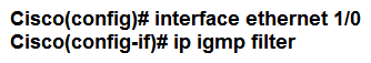 <strong>A network engineer is configuring a router to send multicast traffic for the 239.10.10.10 group. Which configuration must an engineer apply to the router to implement IGMP and forward the traffic?</strong> A) B) C) D)