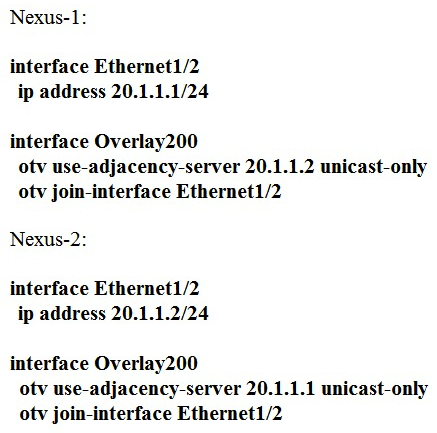 <strong>Which adjacency server configuration makes two OTV edge devices located in the same site bring up the dual-site adjacency?</strong> A) B) C) D)