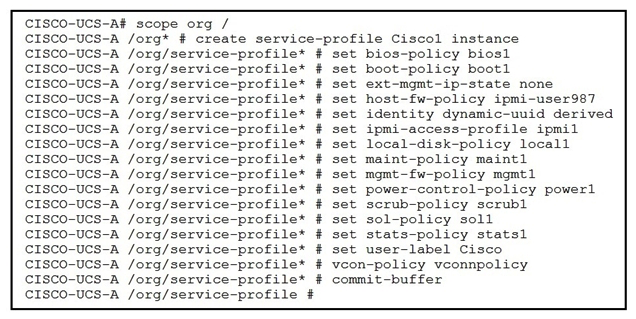 <strong>Refer to the exhibit. What is a characteristic presented in the service profile of the UUID?</strong> A) unique system generated B) allocated from a UUID pool C) vendor assigned D) based on the hardware