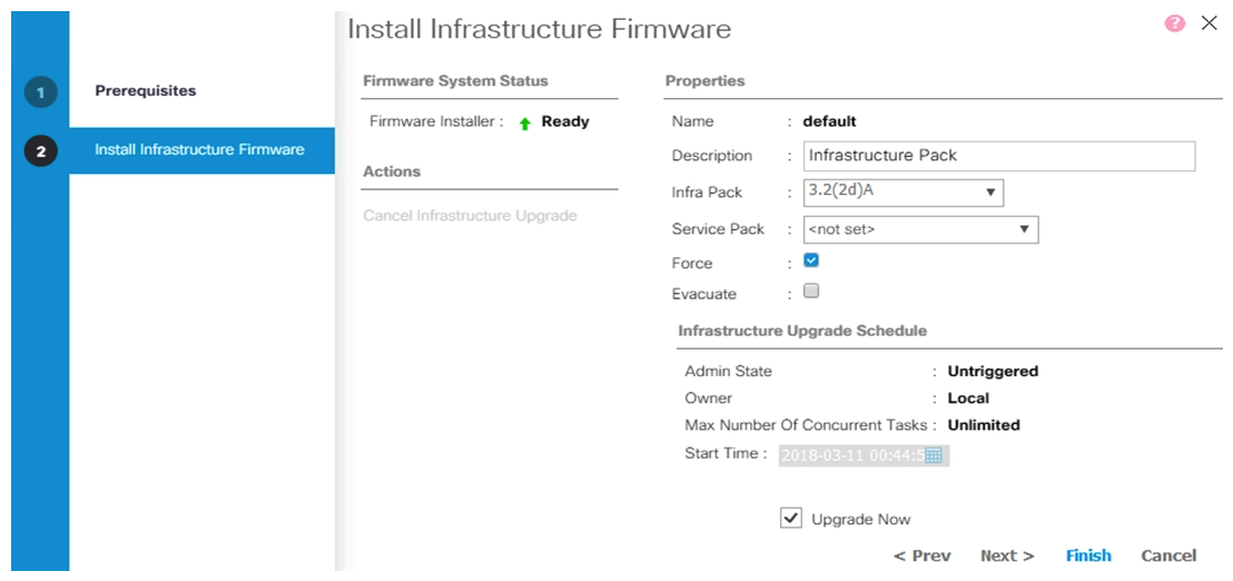 Refer to the exhibit. Which two Cisco UCS components are upgraded as a result of the configuration? (Choose two.)