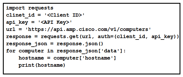 Refer to the exhibit. What will happen when the Python script is executed?