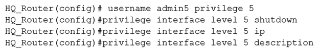 Refer to the exhibit. A network administrator configures command authorization for the admin5 user. What is the admin5 user able to do on HQ_Router after this configuration?