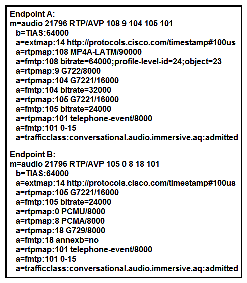 Refer to the exhibit. Endpoint A calls endpoint B. What is the only audio codec that can be used for the call?