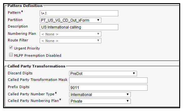 <strong>Given the H.323 gateway configuration and using Cisco best practices, how must the called party transformation pattern be configured to ensure that a proper ISDN type of number is set? </strong> A) B) C) D)