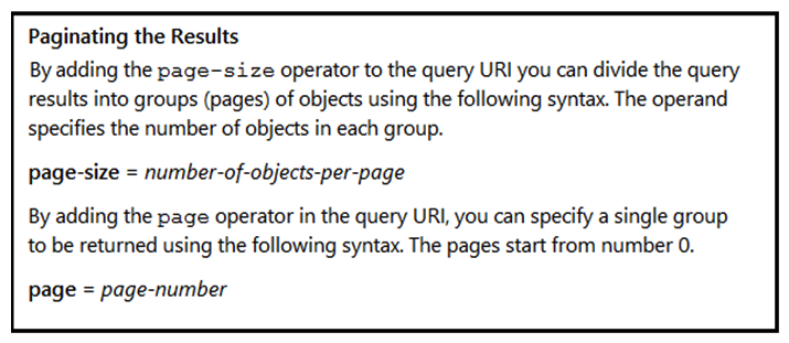 <strong> Refer to the exhibit. Many faults have occurred in the ACI environment and a sample of them needs to be examined. Which API call retrieves faults 31 through 45?</strong> A) GET https://apic-ip-address/api/class/faultInfo.json?\order-by=faultinst.severity|desc&page=1&page-size=15 B) GET https://apic-ip-address/api/class/faultInfo.json?\order-by=faultinst.severity|desc&page=2&page-size=15 C) GET https://apic-ip-address/api/class/faultInfo.json?\order-by=faultinst.severity|desc&page-size=30 D) GET https://apic-ip-address/api/class/faultInfo.json?\order-by=faultinst.severity|desc&page=2&page-size=30