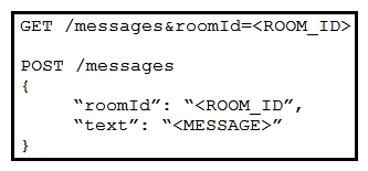 <strong> Refer to the exhibit. Which set of API requests must be executed by a Webex Teams bot after receiving a webhook callback to process messages in a room and reply with a new message back to the same room?</strong> A) B) C) D)