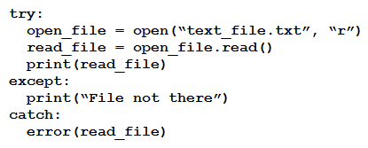 <strong> Refer to the exhibit. A developer created the code, but it fails to execute. Which code snippet helps to identify the issue?</strong> A) B) C) D)