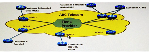 Refer to the exhibit. Company ABC is a Tier 3 service provider that offers Layer 2 and Layer 3 transport for small/medium enterprise customers in the US. Most of their network is built on Layer 2 MPLS circuits from a Tier 1 provider. Many Company ABC customers are using overlay VPN technologies and independent routing protocols, and they are affected with unacceptable convergence time after every major outage in the core of the Tier 1 provider. Which long-term redesign increases network availability?