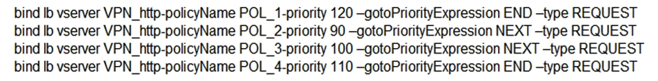<strong>Scenario: A Citrix Administrator configured the rewrite policies below: In which order will the policies be evaluated?</strong> A) POL_2, POL_3 B) POL_2 C) POL_2, POL_3, POL_4, POL_1 D) POL_2, POL_3, POL_4