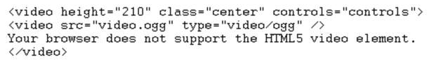 <strong>Matthew has embedded a video in his Web page using the HTML5 video format. The video is not rendering properly. He asks Arlene to help determine the problem, so she reviews his code, which appears as follows:   What is wrong with this code?</strong> A) The ogg video format is not supported by HTML5. B) One of the video tag instances has not been properly closed. C) The browser plug-in information required to view the video is missing. D) The second instance of the <video> element should be replaced with the <source> element. <div style=padding-top: 35px> 
