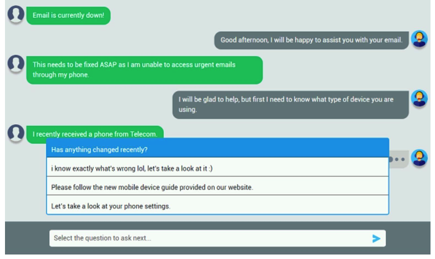 An executive has contacted you through the help-desk chat support about an issue with a mobile device. Assist the executive to help resolve the issue. INSTRUCTIONS Select the MOST appropriate statement for each response. If at any time you would like to bring back the initial state of the simulation, please click the Reset All button.   Let's take a look at your phone settings.     Please change the port number on your mail settings to 993. Which of the following should be done NEXT?
