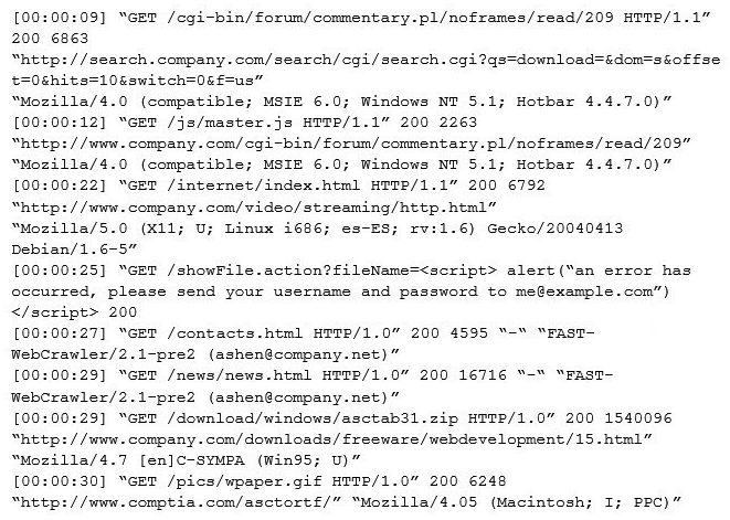 An internal penetration tester was assessing a recruiting page for potential issues before it was pushed to the production website. The penetration tester discovers an issue that must be corrected before the page goes live. The web host administrator collects the log files below and gives them to the development team so improvements can be made to the security design of the website. Which of the following types of attack vectors did the penetration tester use?