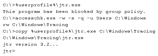<strong>A penetration tester executes the following commands: Which of the following is a local host vulnerability that the attacker is exploiting?</strong> A) Insecure file permissions B) Application whitelisting C) Shell escape D) Writable service