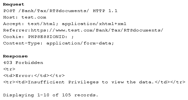 <strong>A penetration tester is testing a banking application and uncovers a vulnerability. The tester is logged in as a non-privileged user who should have no access to any data. Given the data below from the web interception proxy: Which of the following types of vulnerabilities is being exploited?</strong> A) Forced browsing vulnerability B) Parameter pollution vulnerability C) File upload vulnerability D) Cookie enumeration