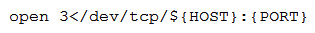 A penetration tester is attempting to open a socket in a bash script but receives errors when running it. The current state of the relevant line in the script is as follows: Which of the following lines of code would correct the issue upon substitution?