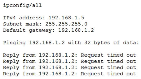After configuring IP networking on a newly commissioned server, a server administrator installs a straight-through network cable from the patch panel to the switch. The administrator then returns to the server to test network connectivity using the ping command. The partial output of the and ipconfig commands are displayed below:   The administrator returns to the switch and notices an amber link light on the port where the server is connected. Which of the following is the MOST likely reason for the lack of network connectivity?