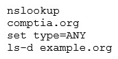 <strong>A security analyst is testing both Windows and Linux systems for unauthorized DNS zone transfers within a LAN on comptia.org from example.org. Which of the following commands should the security analyst use? (Choose two.)</strong> A) B) C) dig -axfr comptia.org @example.org D) ipconfig /flushDNS E)