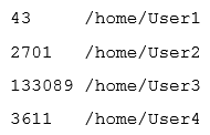 <strong>A Linux administrator must identify a user with high disk usage. The administrator runs the # du -s /home/* command and gets the following output: Based on the output, User3 has the largest amount of disk space used. To clean up the file space, the administrator needs to find out more information about the specific files that are using the most disk space. Which of the following commands will accomplish this task?</strong> A) df -k /home/User3/files.txt B) du -a /home/User3/* C) du -sh /home/ User / D) find . -name /home/User3 -print