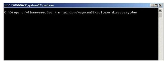 <strong>What feature of Windows is the following command trying to utilize? </strong> A) White space B) AFS C) ADS D) Slack file