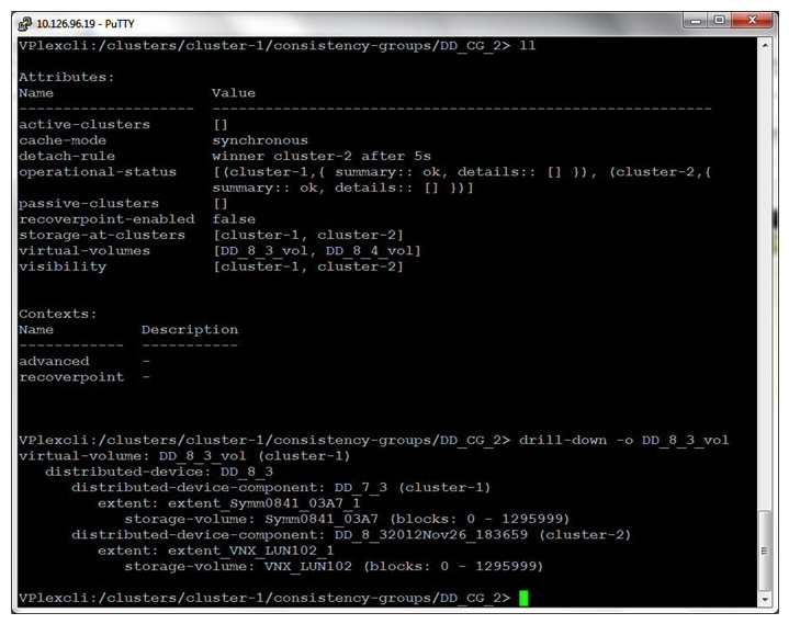 <strong>Refer to the exhibit. You have created a Distributed Device in a VPLEX Metro. You want to confirm the volumes before performing a mobility job within the cluster. You will be moving the device to cluster 1. Which object will be the source for this operation?</strong> A) extent_Symm0841_03A7_1 B) DD_8_32012Nov26_183659 C) Symm0841_03A7 D) DD_7_3