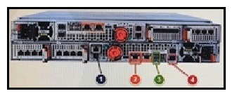 <strong>Refer to the exhibit. Where is the management port located on the Unity Storage Processor?</strong> A) 1 B) 2 C) 3 D) 4