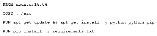 <strong>One of the developers on your team deployed their application in Google Container Engine with the Dockerfile below. They report that their application deployments are taking too long.   You want to optimize this Dockerfile for faster deployment times without adversely affecting the app's functionality. Which two actions should you take? Choose 2 answers.</strong> A) Remove Python after running pip B) Remove dependencies from requirements.txt C) Use a slimmed-down base image like Alpine Linux D) Use larger machine types for your Google Container Engine node pools E) Copy the source after he package dependencies (Python and pip) are installed <div style=padding-top: 35px> 
