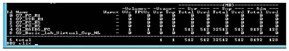 <strong>Refer to the exhibit. A storage integrator is examining the configuration of an HPE 3PAR storage system using CLI. Which command can be used to display a list of common provisioning groups starting with substring R5 in the system?</strong> A) showcpg R5* B) cpg show | grep ^R5 C) cpg | grep R5* D) cmore showcpg -I R5*