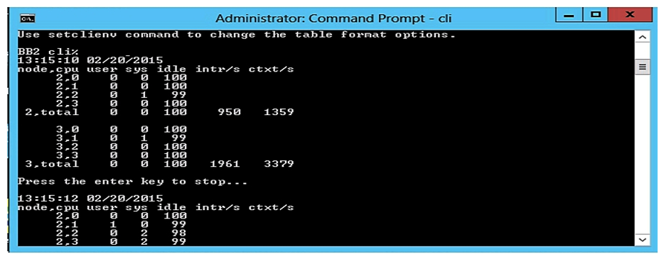 <strong>Refer to the exhibit. A customer wants to implement compression on an HPE 3PAR system and is concerned about potential bottlenecks on the CPU. Which CLI command can be used to display the CPU utilization and create a performance baseline?</strong> A) perfcpu B) cpustat C) showcpu D) statcpu