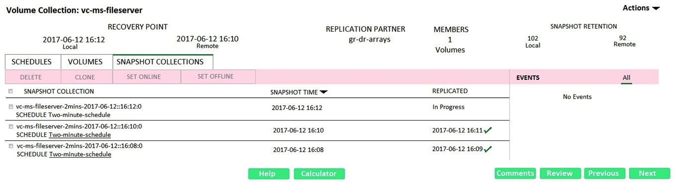 <strong>Refer to the Exhibit. A customer with an existing HPE Nimble installation sends you the output shown. The administrator who initially set up the replication has left the company. They ask you what the current RPO level for their replication is. How should you respond?</strong> A) They need to verify the RPO level from the host vc-ms-fileserver B) They have an RPO of four minutes C) They need to send a screenshot of the volumes tab D) They have an RPO of two minutes