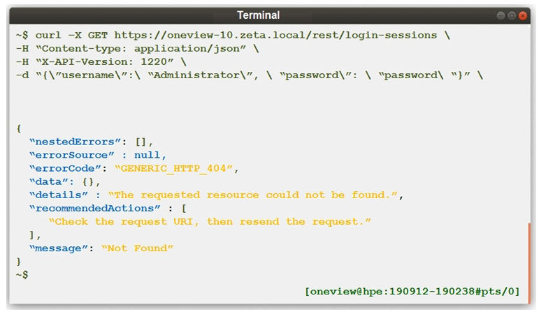 <strong> A server administrator is using REST API to create a session ID in a management application. Which part of the curl command needs to be changed?</strong> A) Login credentials in payload section B) Content-Type in header section C) Uniform Resource Locator (URL) D) GET method
