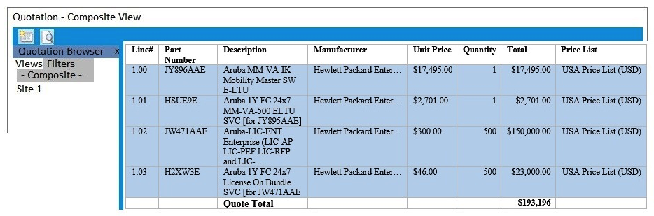 <strong>A customer has an existing Aruba network, which currently supports up to 9,000 wireless client devices. The existing network includes these components: Four 7210 MCs Five 7030 MCs 200 AP-303HRs 300 AP-345s The customer wants to convert to an ArubaOS 8.x architecture. The architect plans to deploy a virtual MM. Which exhibit shows the correct BOM for the MM?</strong> A) B) C) D)