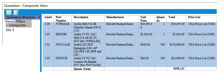 <strong>A customer has an existing Aruba network, which currently supports up to 9,000 wireless client devices. The existing network includes these components: Four 7210 MCs Five 7030 MCs 200 AP-303HRs 300 AP-345s The customer wants to convert to an ArubaOS 8.x architecture. The architect plans to deploy a virtual MM. Which exhibit shows the correct BOM for the MM?</strong> A) B) C) D)