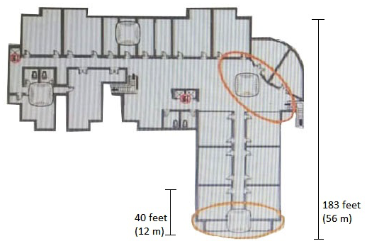<strong>Refer to the exhibit. A casino and a retail space has an existing Aruba network with Aruba AP-335s. The customer wants to deploy Meridian and enable proximity-based campaigns. The exhibit shows a segment of the floor plan. When visitors enter the areas circled in the exhibit, they should receive a targeted notification about promotions and sales. What should the architect explain to the customer about how to finish the solution?</strong> A) This solution will require about 6 battery-powered beacons, which can be managed by the APs. B) While these APs cannot act as beacons, they have a USB slot that accepts USB beacons. C) The customer can enable the built-in BLE capability in the AP-335 radio to meet these requirements. D) The customer must remember to purchase a Meridian Maps license with the Campaigns license.