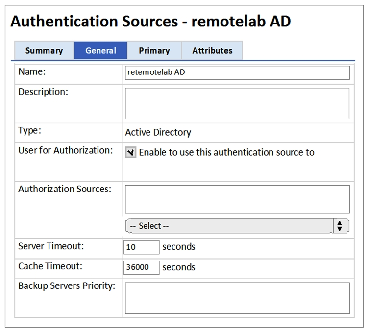 <strong>Refer to the exhibit. What does the Cache Timeout Value refer to?</strong> A) The amount of time the Policy Manager caches the user credentials stored in the Active Directory. B) The amount of time the Policy Manager waits for a response from the Active Directory before checking the backup authentication source. C) The amount of time the Policy Manager caches the user attributes fetched from Active Directory. D) The amount of time the Policy Manager waits for response from the Active Directory before sending a timeout message to the Network Access Device. E) The amount of time the Policy Manager caches the user\s client certificate.