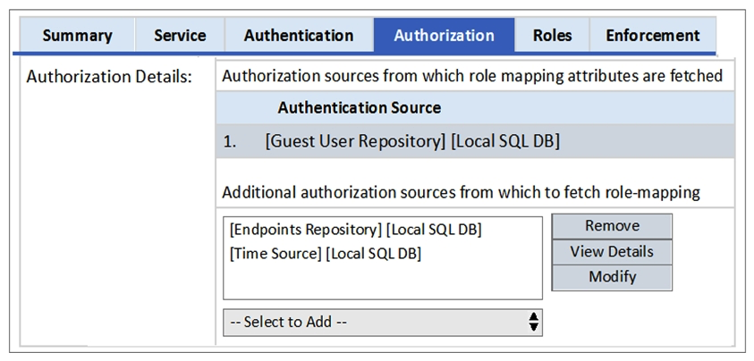 <strong>Refer to the exhibit.   Based on the information, what is the purpose of using [Time Source] for authorization?</strong> A) to check how long it has been since the last login authentication B) to check whether the guest account expired C) to check whether the MAC address is in the MAC Caching repository D) to check whether the MAC address status is known in the endpoints table E) to check whether the MAC address status is unknown in the endpoints table <div style=padding-top: 35px> 