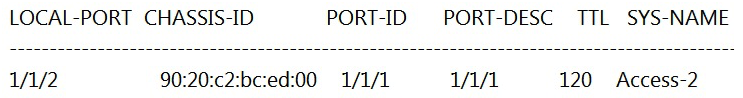 <strong>Refer to the exhibit. LLDP The command show LLDP neighbor-info gets typed into Access-1. All switches are Aruba OS-CX switches. What is the output of this command?</strong> A) B) C) D)