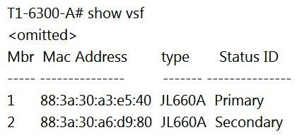 <strong>You have completed a successful VSF stack between two switches. Without manually assigning a backup switch, what is the expected output when issuing a show vsf command?</strong> A) B) C) D)