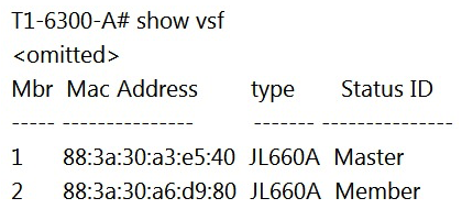 <strong>You have completed a successful VSF stack between two switches. Without manually assigning a backup switch, what is the expected output when issuing a show vsf command?</strong> A) B) C) D)