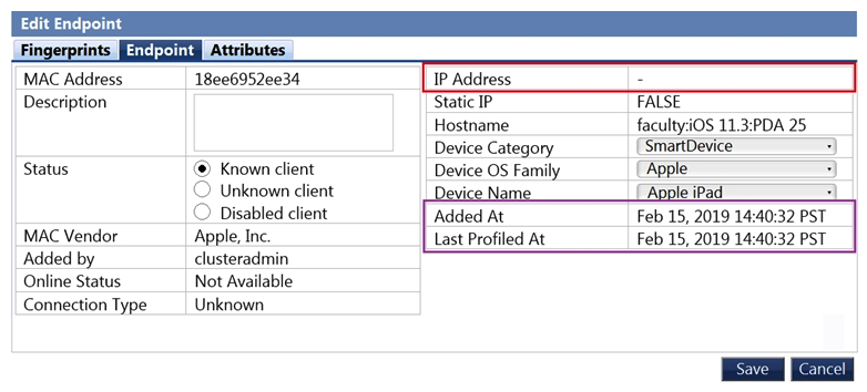 <strong>Refer to the Endpoint in the screenshot. What are possible ways that it was profiled? (Choose two.)</strong> A) Exchange Plugging agent B) NAD ARP listening handler C) 3rd part MDM D) DNS fingerprinting E) Cisco Device Sensor