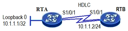 <strong>On the interface serial 1/0/1 of RTA, the command ip address unnumbered interface loopback 0 has been configured. Which following statements are correct? (Choose two).</strong> A) The IP address of interface serial 1/0/1 is 10.1.1.1/24 B) The IP address of interface serial 1/0/1 is 10.1.1.1/32 C) The route entry 10.1.1.0/24 exists in RTA's routing-table D) The route entry 10.1.1.0/24 does not exist in RTA's routing-table