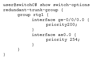 <strong>  Referring to the exhibit, which configuration will force traffic to always use ae0.0 as long as it is active?</strong> A)   B)   C)   D)   <div style=padding-top: 35px> 